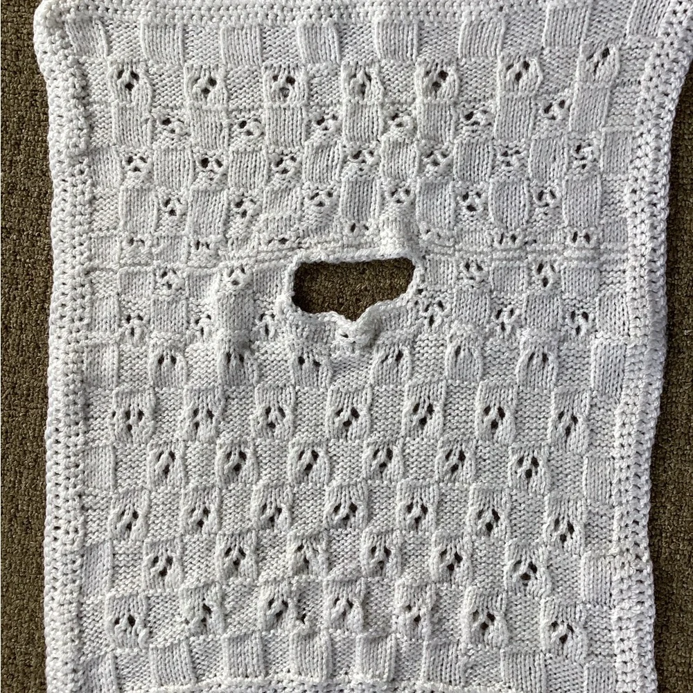 Carseat Baby Blanket Hand Crafted White Knitted Unisex